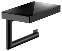 12873 379000 Keuco Reva Black Selection, Держатель для туалетной бумаги с полкой, чёрный матовый