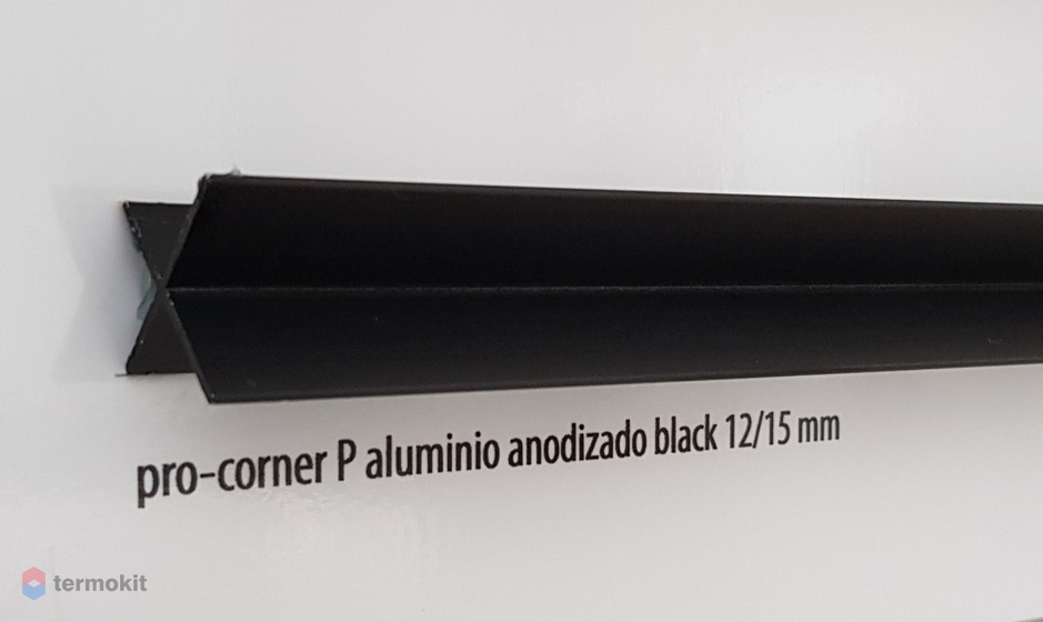 Pro-Corner Aluminio BLACK открытый внеш. угол 12x15mm Butech
