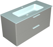 Тумба с керамической матовой раковиной Verona Dune 102,6 см, M25 Серый, фрезеровка F28, донный клапан