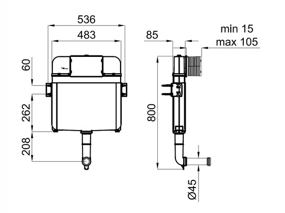 100159529 Noken бачок скрытого монтажа для напольного унитаза
