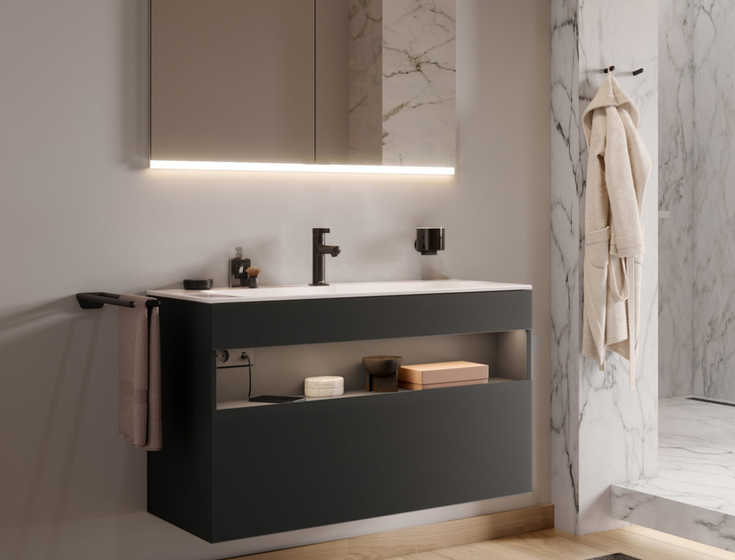 Тумба Keuco Stageline (1000х625х490) vulcanite, раковина Plan (32872970100+32970311001)