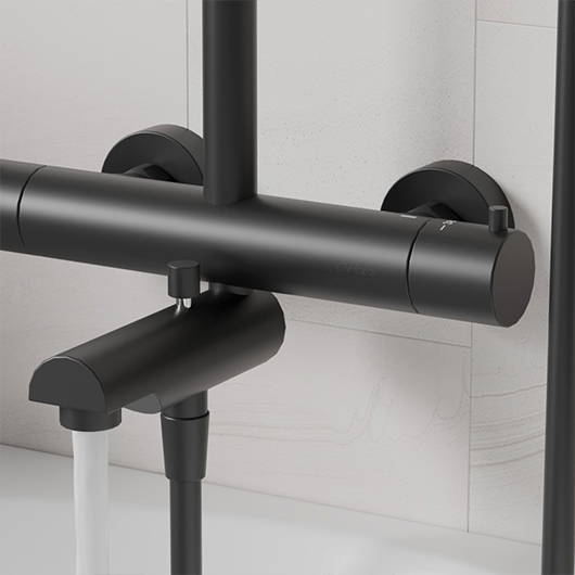 Душевая система Paini COX с термостатом и изливом, черный, 78YO687TH1KM