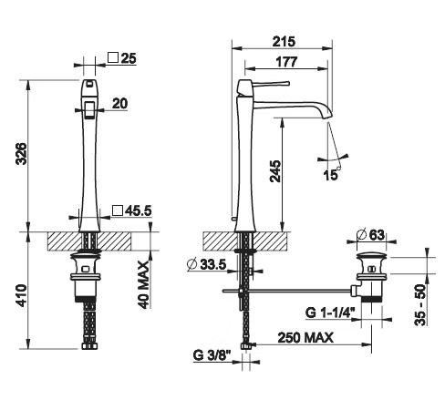 11987 031 Смеситель Mimi д/раковины,высокий, хром