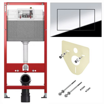 9400412 TECEbase BASE 2.0 Комплект инсталляции 4 в 1 с панелью смыва ТЕСЕnow, цвет хром глянцевый, для установки подвесного унитаза