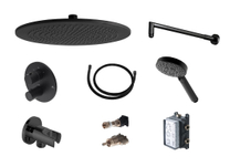 Pack Noken Rondo 1-3 выхода с термостатом, черный (термостат 1-3 выхода, кронштейн, верхний душ, подвод воды с держателем, шланг, ручной душ 5 режимов)