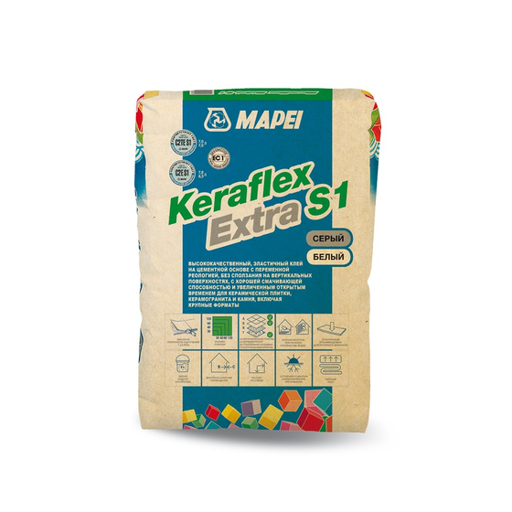 Keraflex Extra S1 серый, 25кг - Клей для керамогранита крупных форматов (120х60), для теплого пола
