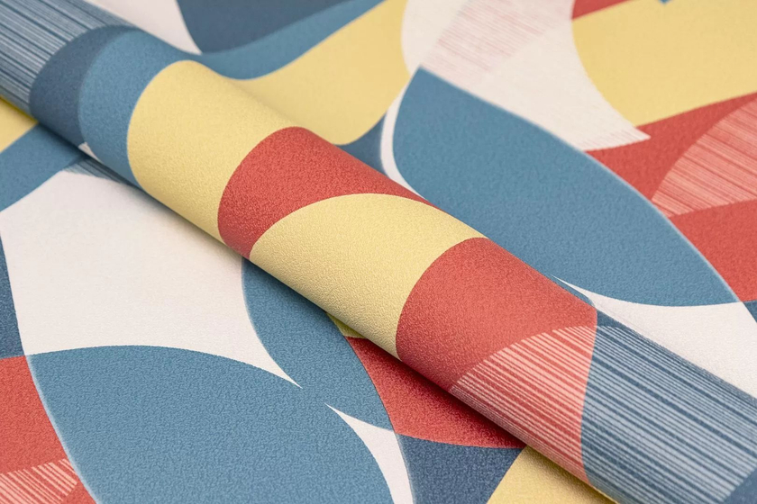 KM8507 Обои виниловые на флизелиновой основе Шафран мотив, разноцветный синий Kerama Marazzi