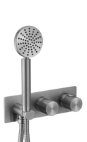 Термостатический смеситель встраиваемый JTP Neo Brushed Black, с гарнитуром, 2 выхода, WJ 6185203H BBL