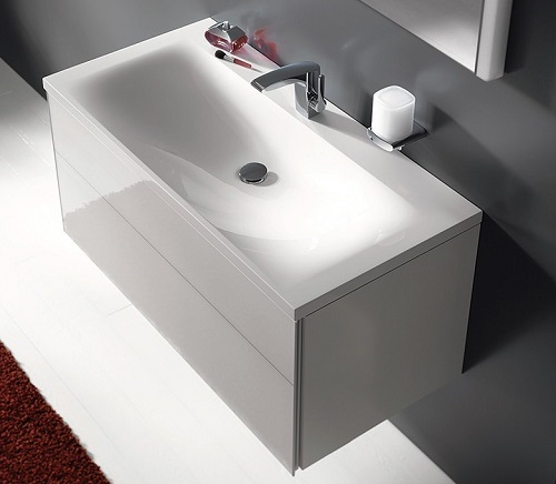 Комплект KEUCO Royal Reflex.2. (1000x480x490) тумба бел.глянец/стекло+ раковина мин.литьё (39604 210100)