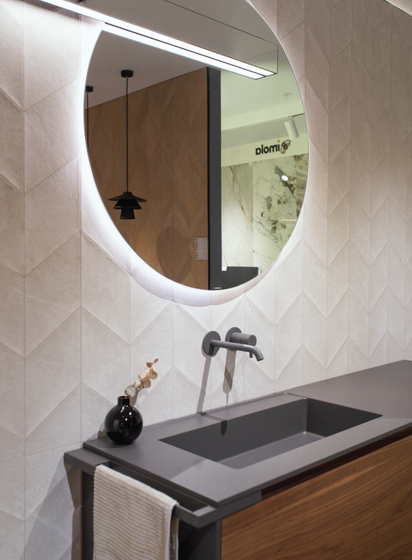 Тумба Antoniolupi Piana 1644 мм, цвет Noce Canaletto, столешница с раковиной Colormood, Basalto