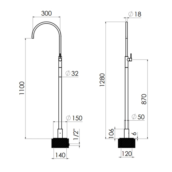 Смеситель Oasis Plisse напольный д/раковины, золото (000RBPI001OR)
