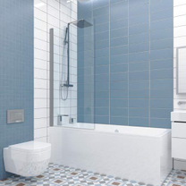 Штора на ванну MÖLLE DE020P601, 80x150 см., стекло 6 мм., профиль хром матовый, Guteclean