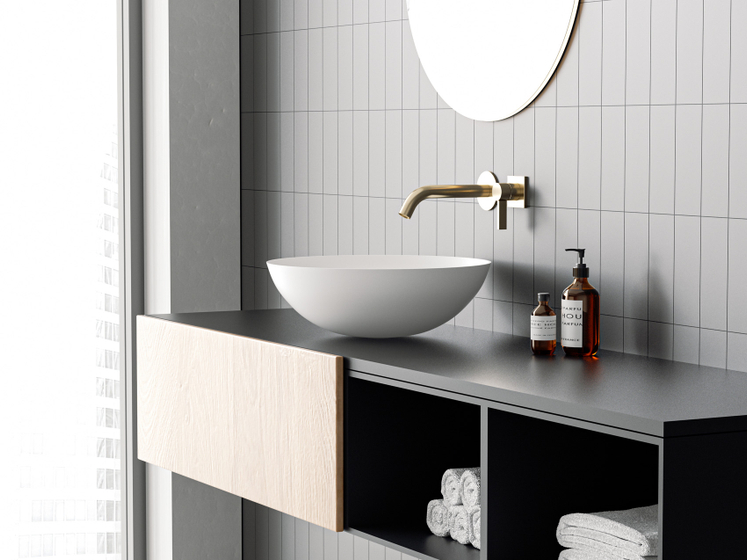 Раковина DA-1001-A на столешницу (430х430х140) Solid Surface, белая