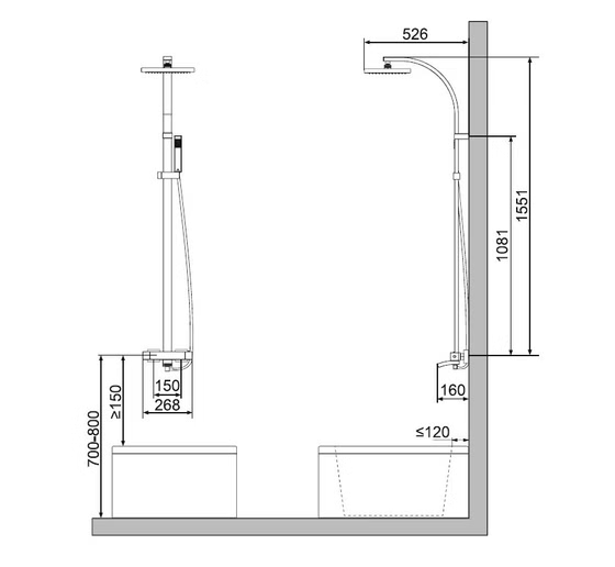 100089200 Душевая стойка Noken Bend Mix,  хром