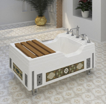 Ванна для омовения Тахарат 120х80 (чаша, рама, декоративные панели,сиденье из террасной доски)