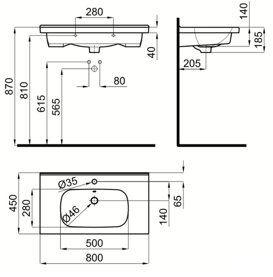 Комплект мебели Pack 100334874 NK Concept 80 см.(тумба+раковина+зеркало+смеситель+сифон+донный клапан)