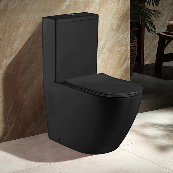 Унитаз-моноблок Azario Morano 680x370х830, безободковый,сиденье микролифт черный матовый (AZ-1001MB)