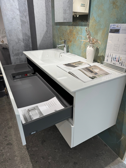 Тумба с раковиной Novello Monoblocks 121 см, белый матовый, керамическая раковина слева, A1B9