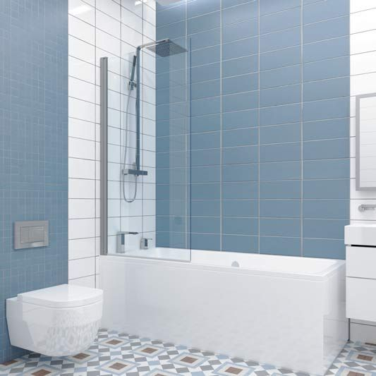 Штора на ванну MÖLLE DE020P601, 60x150 см., стекло 6 мм., профиль хром матовый, Guteclean,левая