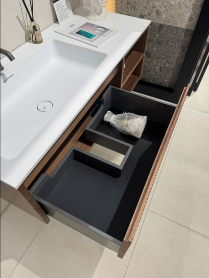 Комплект мебели Salini Domino, 120 см, шпон Орех Американский Onda Plus, подсветка, коврик