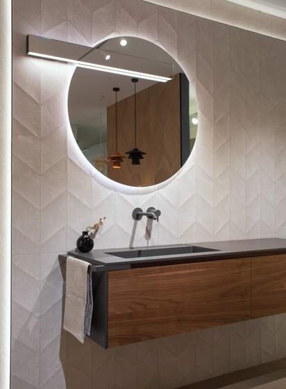 Тумба Antoniolupi Piana 1644 мм, цвет Noce Canaletto, столешница с раковиной Colormood, Basalto