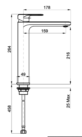 Смеситель высокий для раковины, черный Noken NK Concept New 100326678