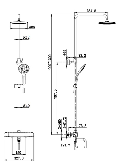 Душевая стойка H86525A,термостат, хром