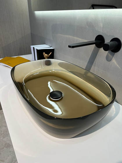 Раковина Antonio Lupi Sensoc (60x40x15), Cristalmood, цвет Nebbia (SENSOC), с донным клап. graphite