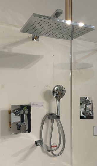 Pack Noken Touch&Feel на 3 потребителя (смеситель с термостатом+кронштейн+верхний душ 36х24см+излив+подвод воды+шланг 150см+лейка)