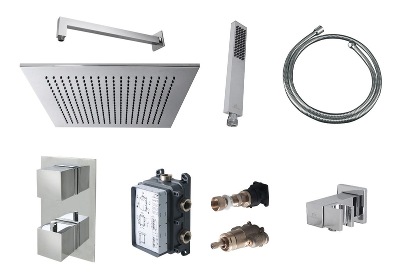 100275146 Noken Square Комплект для душа с термостатом, хром
