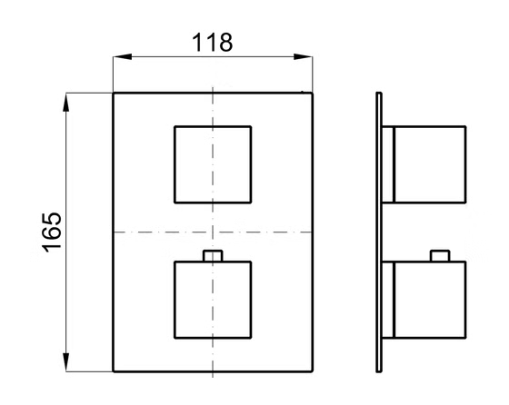 100124172 Noken New Square Наружная часть термостатического смесителя, хром