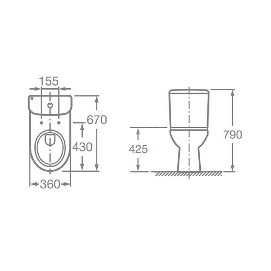 7.34P2.3.800.Y Унитаз-компакт Roca Access с горизонтальным выпуском, сиденье дюропласт