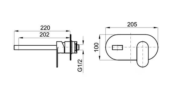 100157417 Noken Hotels Наружная часть встроенного смесителя для раковины, хром