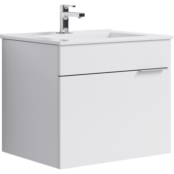 Тумба Бриг подвесная, 60 см, белая, с раковиной Sanita Quadro, Br.01.06/1/W