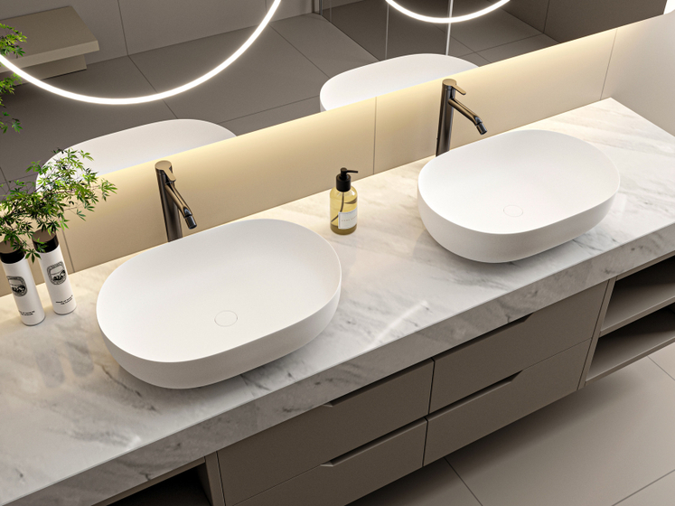 Раковина DA-1151 на столешницу (500х350х135) Solid Surface, белая