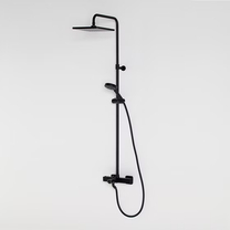 100272143 Душевая стойка с термостатом Noken Tec Square Black, излив, черная