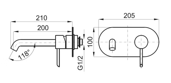 Noken Round смеситель для раковины встраиваемый, наружная часть 100210548
