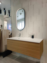 Комплект мебели Novello Bloom 120 см, тумба с раковиной, зеркало с подсветкой, цвет P01 Noce Biondo