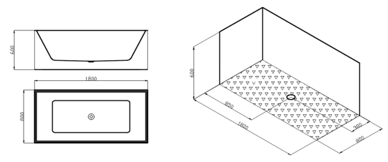 Ванна GK 1112-8 акриловая(1800х800х600) свободностоящая