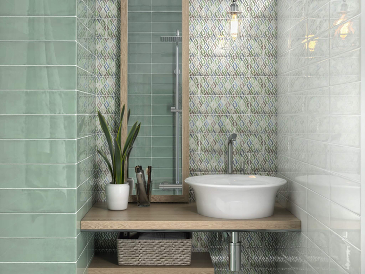 9017 Монпарнас зелёный глянцевый Kerama Marazzi 28,5х8,5