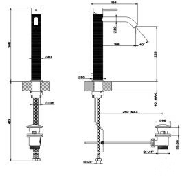 54406 726 Смеситель Gessi 316 Cesello д/раковины,высокий,  warm steel brushed