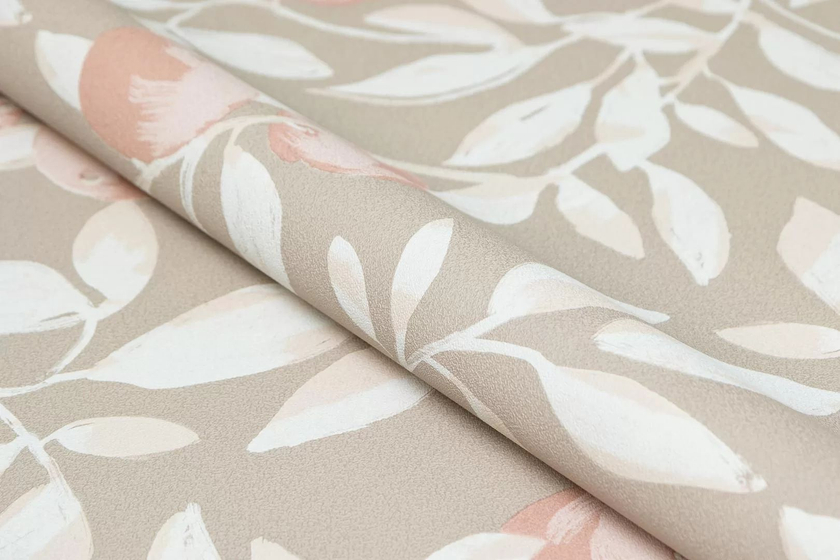 KM8502 Обои виниловые на флизелиновой основе Шафран мотив, бежевый, апельсины Kerama Marazzi