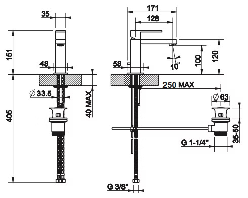 20001 031 Смеситель Rettangolo д/раковины, хром