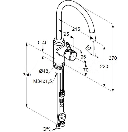 Смеситель для кухни Kludi Bingo Star, с выдвижным изливом, черный матовый, 428513978