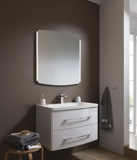 Тумба Neringa 80 см, с раковиной, подвесная, цвет белый глянец, 2 ящика, NER0108 + Ner.08.04.D