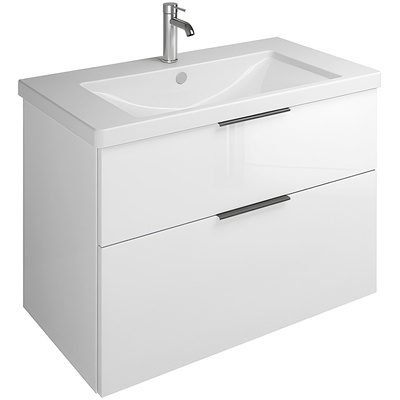 Тумба с керамической раковиной Burgbad Eqio, 93 см, Белый матовый, (SEYQ093), Ручки хром