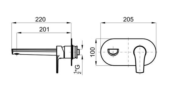 100258786 Noken Curve Наружняя часть встроенного смесителя для раковины, хром