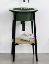 Консоль Cielo Tondo(структура Nero Matt+столешница Azul Noce+раковина d=50 Smeraldo)