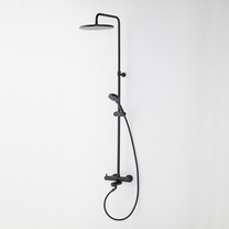 100272115 Душевая стойка с термостатом Noken Tec Round Black, излив, чёрная