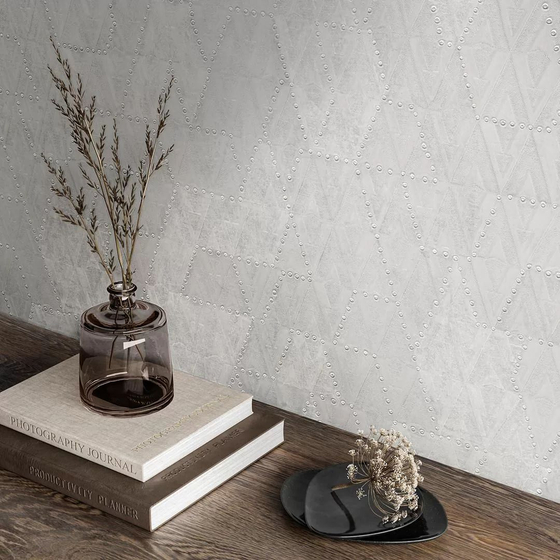 KM7402 Обои виниловые Коллаж мотив, серый светлый KERAMA MARAZZI